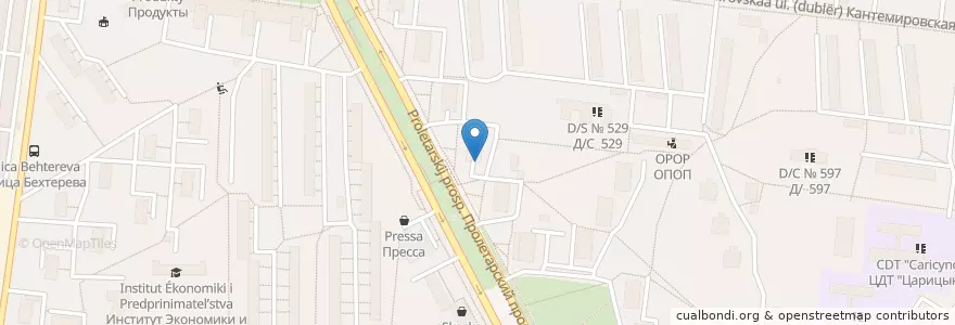 Mapa de ubicacion de Московский кредитный банк en Russie, District Fédéral Central, Moscou, Южный Административный Округ, Район Царицыно.