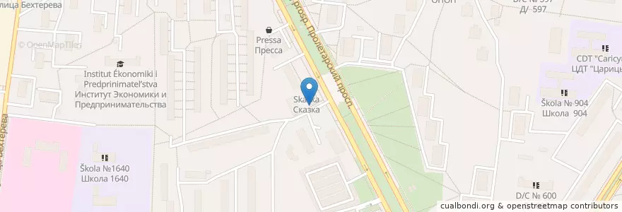 Mapa de ubicacion de DuckStar's en Russia, Distretto Federale Centrale, Москва, Южный Административный Округ, Район Царицыно.