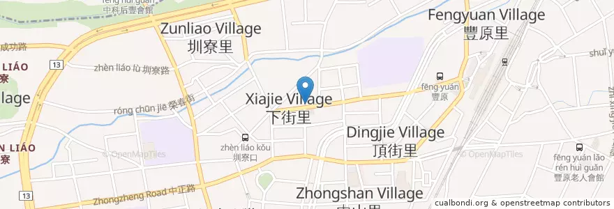 Mapa de ubicacion de 東池池上飯包 en تایوان, تایچونگ, 豐原區.