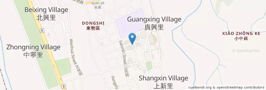 Mapa de ubicacion de 私立江老師文理短期補習班 en Taiwan, 臺中市, 東勢區.