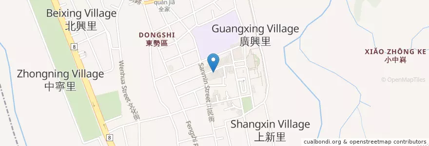 Mapa de ubicacion de 佛羅倫斯 en 타이완, 타이중 시, 둥스 구.