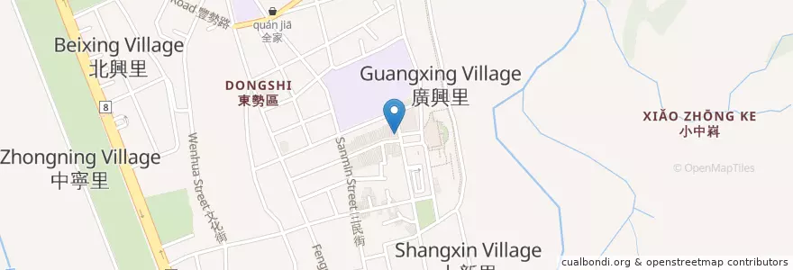 Mapa de ubicacion de 洋基租車 en 타이완, 타이중 시, 둥스 구.