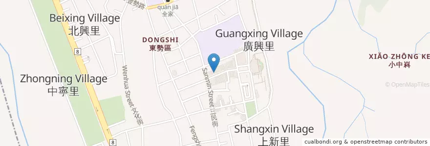 Mapa de ubicacion de 風味園 en 타이완, 타이중 시, 둥스 구.
