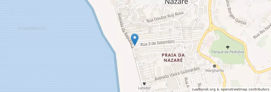 Mapa de ubicacion de O tamanco en Португалия, Центральный Регион, Leiria, Oeste, Nazaré, Nazaré.