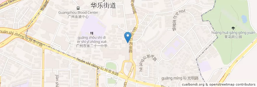 Mapa de ubicacion de Starbucks en 中国, 广东省, 广州市, 越秀区, 华乐街道.