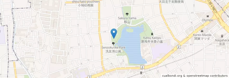 Mapa de ubicacion de 洗足八幡神社 en Jepun, 東京都, 大田区.