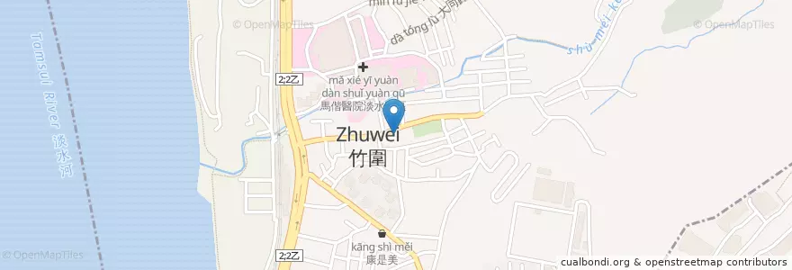 Mapa de ubicacion de 香港梁記港式燒臘 en 台湾, 新北市, 淡水区.
