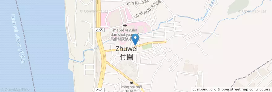 Mapa de ubicacion de 三寶妹燒臘快餐 en Taiwan, Nuova Taipei, Distretto Di Tamsui.