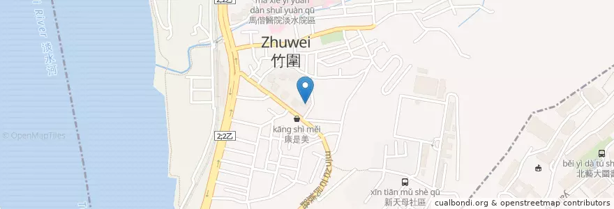 Mapa de ubicacion de 幸福客棧港式粵菜館 en Tayvan, 新北市, 淡水區.