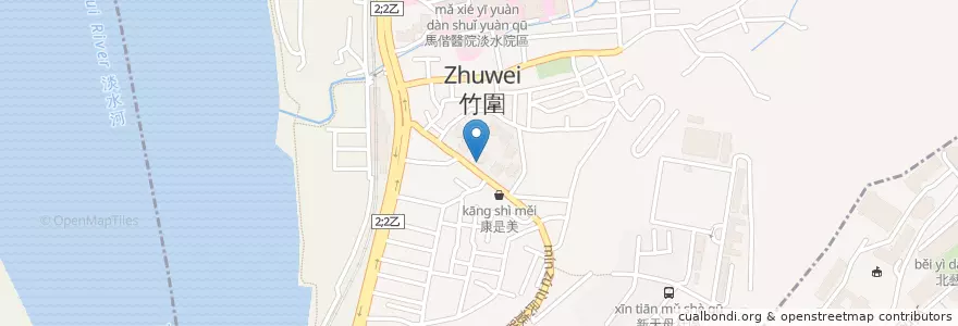 Mapa de ubicacion de 寮國咖啡 en Taiwan, Nuova Taipei, Distretto Di Tamsui.