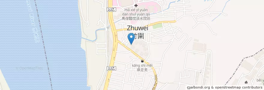 Mapa de ubicacion de 夫妻小籠包 en 臺灣, 新北市, 淡水區.