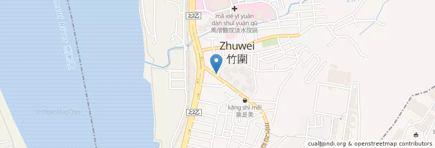 Mapa de ubicacion de 台南東山鴨頭 en Taïwan, Nouveau Taipei, Tamsui.