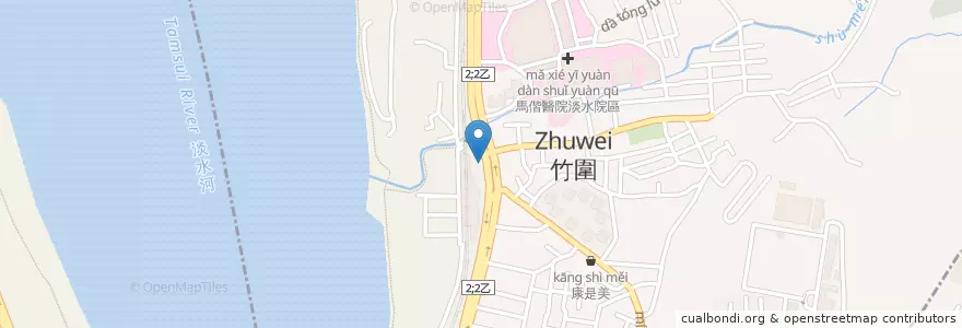Mapa de ubicacion de 尹賀日式料理 en 台湾, 新北市, 淡水区.