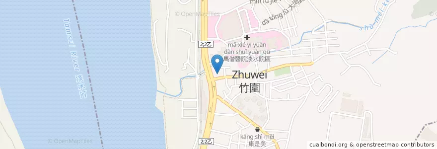 Mapa de ubicacion de 竹圍雞腿達人 en Taiwán, Nuevo Taipéi, 淡水區.