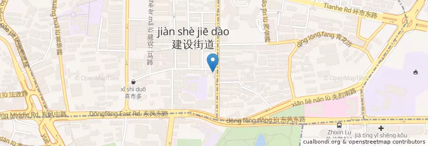 Mapa de ubicacion de 一记面馆 en الصين, غوانغدونغ, 广州市, 越秀区, 华乐街道.