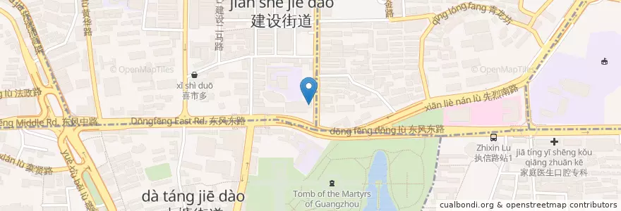 Mapa de ubicacion de 上楼广式茶点 en الصين, غوانغدونغ, 广州市, 越秀区, 华乐街道.