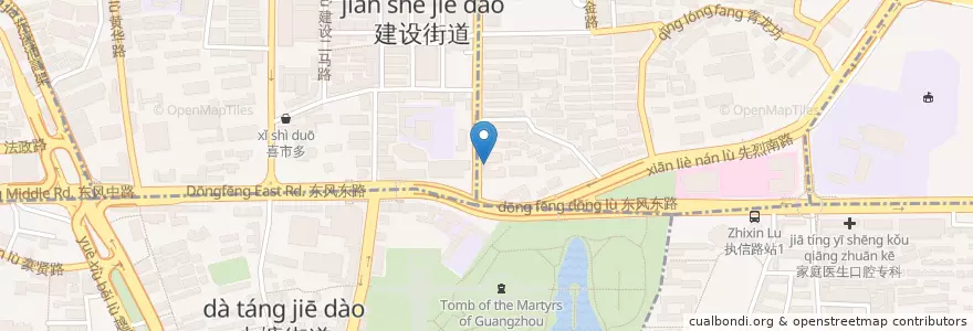 Mapa de ubicacion de 加州卷 en China, Guangdong, Guangzhou City, Yuexiu District, 华乐街道.