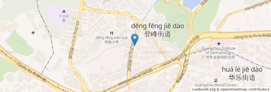 Mapa de ubicacion de 唐府佳宴 en China, Guangdong, 广州市, 越秀区, 登峰街道.