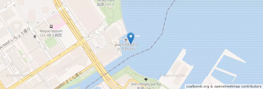 Mapa de ubicacion de みなとみらい ぷかり桟橋 en 日本, 神奈川縣, 横滨市, 西区.