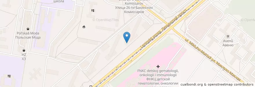 Mapa de ubicacion de Сбербанк en Russland, Föderationskreis Zentralrussland, Moskau, Südwestlicher Verwaltungsbezirk, Обручевский Район.