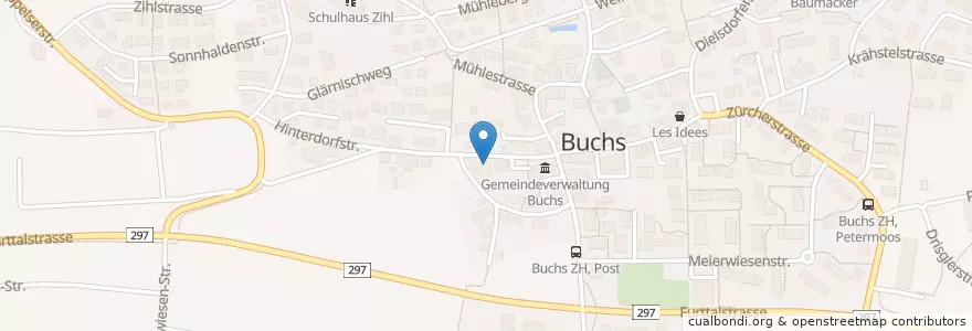 Mapa de ubicacion de Kantonspolizei Zürich Posten Buchs en スイス, チューリッヒ, Bezirk Dielsdorf, Buchs (Zh).