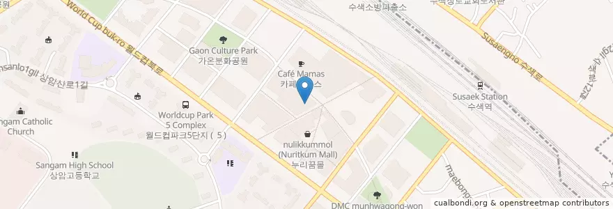 Mapa de ubicacion de 시네마테크 KOFA en Güney Kore, Seul, 마포구, 상암동.