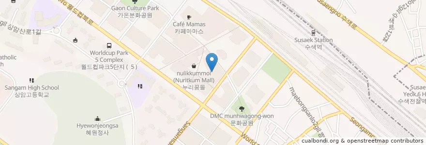 Mapa de ubicacion de ロッテシネマ en 大韓民国, ソウル, 麻浦区, 上岩洞.
