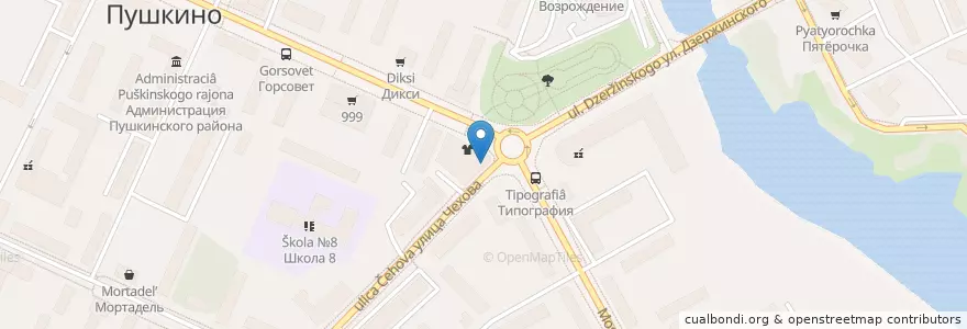 Mapa de ubicacion de Festa della Pizza en روسيا, Центральный Федеральный Округ, محافظة موسكو, Пушкинский Городской Округ.