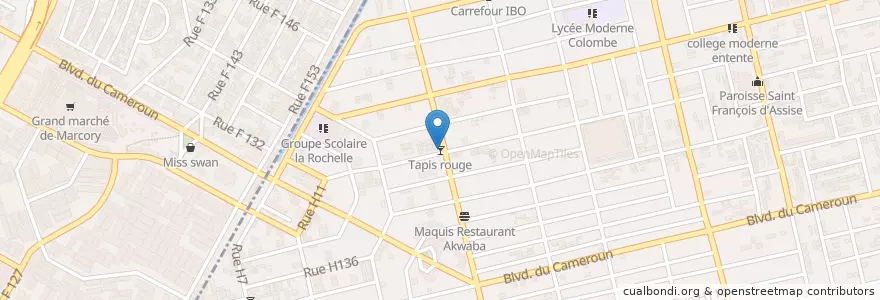 Mapa de ubicacion de Tapis rouge en Côte D’Ivoire, Abidjan, Marcory.
