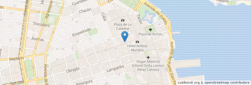 Mapa de ubicacion de Café Paris en Cuba, La Habana, La Habana Vieja.