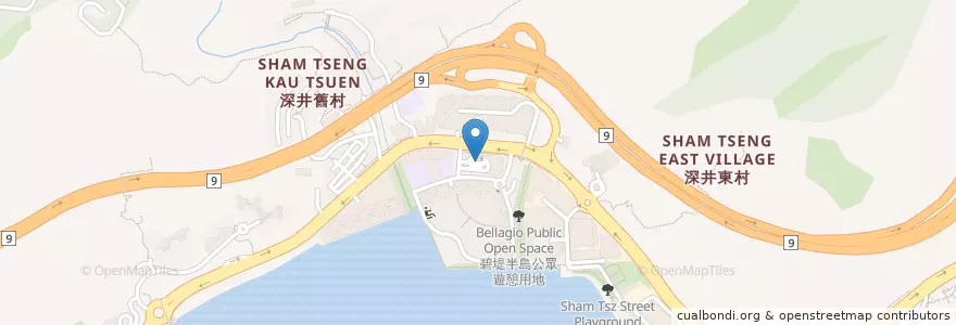 Mapa de ubicacion de 碧堤半島 Bellagio en 中国, 香港, 広東省, 新界, 荃灣區 Tsuen Wan District.