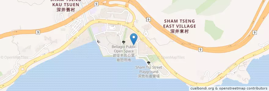 Mapa de ubicacion de 縉皇居停車場 Ocean Pointe Car Park en China, Hong Kong, Provincia De Cantón, Nuevos Territorios, 荃灣區 Tsuen Wan District.