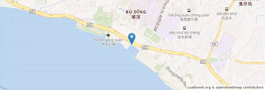 Mapa de ubicacion de 機長美食之家 en Тайвань, Новый Тайбэй, 淡水區.