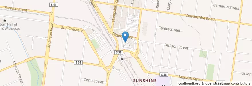 Mapa de ubicacion de Sunshine Station en Australië, Victoria, City Of Brimbank.