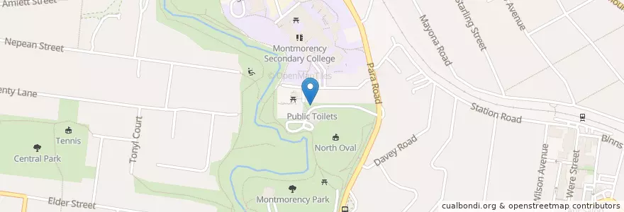 Mapa de ubicacion de Public Toilets en 오스트레일리아, Victoria, City Of Banyule.