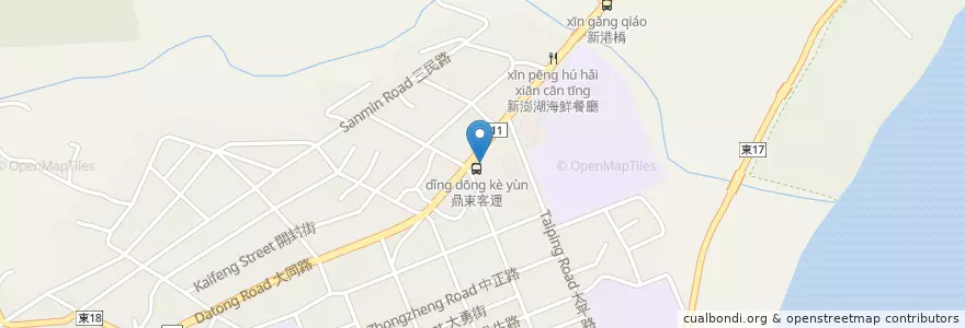 Mapa de ubicacion de 成功總站 en 臺灣, 臺灣省, 臺東縣, 成功鎮.