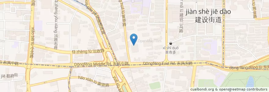 Mapa de ubicacion de 广东社会科学大学 en 中国, 广东省, 广州市, 越秀区, 建设街道.