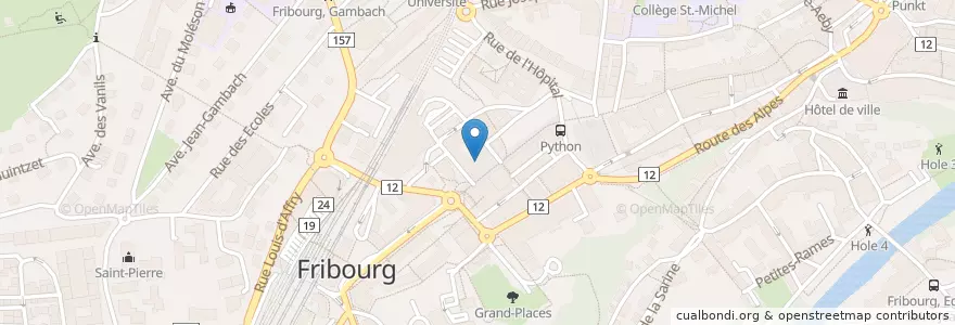 Mapa de ubicacion de Radio Fribourg en Suisse, Fribourg, District De La Sarine, Fribourg.