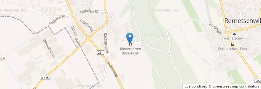 Mapa de ubicacion de Kindergarten Busslingen en Switzerland, Aargau, Bezirk Baden, Remetschwil.