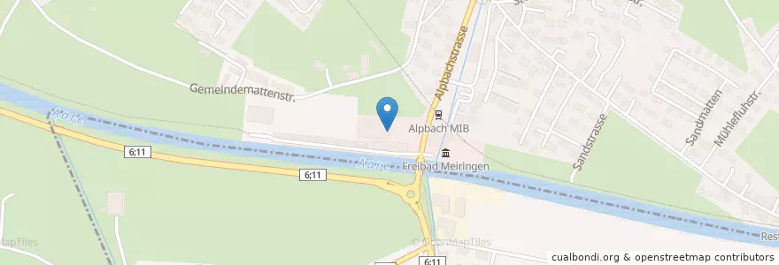 Mapa de ubicacion de Cafeteria Alpines Tenniscenter en Switzerland, Bern/Berne, Verwaltungsregion Oberland, Verwaltungskreis Interlaken-Oberhasli, Meiringen.