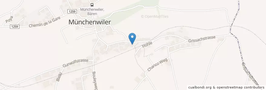 Mapa de ubicacion de Gemeinehaus Münchenwiler en سويسرا, Fribourg/Freiburg, برن, Seebezirk / District Du Lac, Verwaltungsregion Bern-Mittelland, Verwaltungskreis Bern-Mittelland, Münchenwiler.
