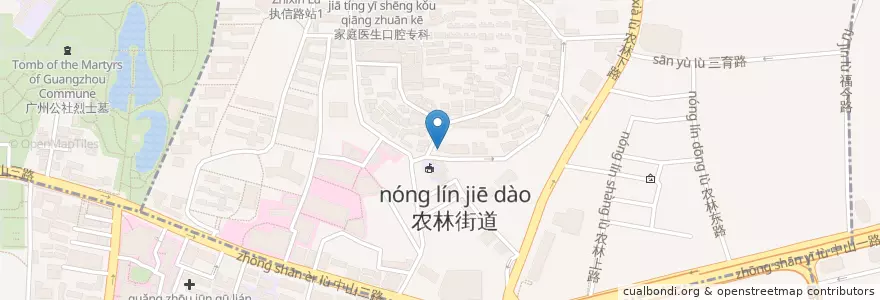 Mapa de ubicacion de 中国工商银行 en 中国, 広東省, 広州市, 越秀区, 农林街道.
