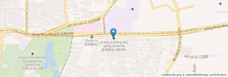 Mapa de ubicacion de 家庭医生口腔专科 en Китай, Гуандун, Гуанчжоу, 越秀区, 农林街道.