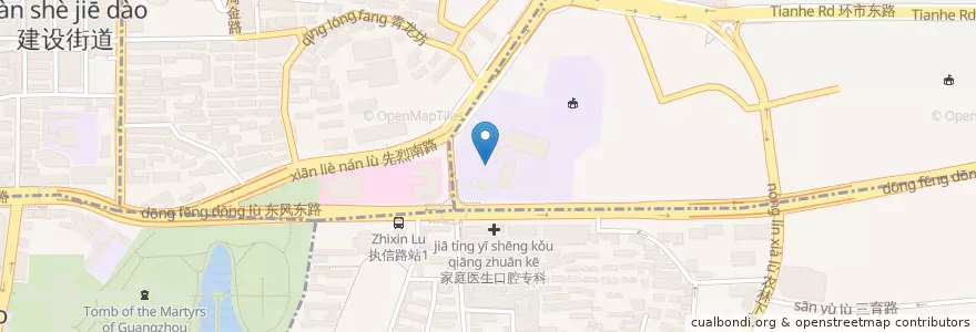 Mapa de ubicacion de 执信中学 en الصين, غوانغدونغ, 广州市, 越秀区, 黄花岗街道.