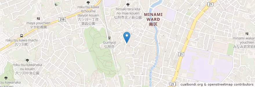Mapa de ubicacion de ラーメン 町っ子 en Japan, Kanagawa Prefecture, Yokohama, Minami Ward.