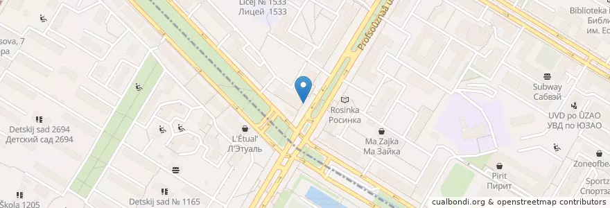 Mapa de ubicacion de Профсоюзная 13012 en Россия, Центральный Федеральный Округ, Москва, Юго-Западный Административный Округ, Район Черёмушки.