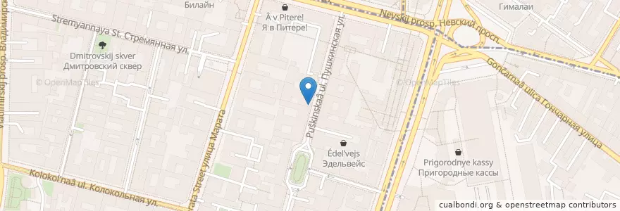 Mapa de ubicacion de БуфетЪ en Russia, Northwestern Federal District, Leningrad Oblast, Saint Petersburg, Центральный Район, Владимирский Округ.