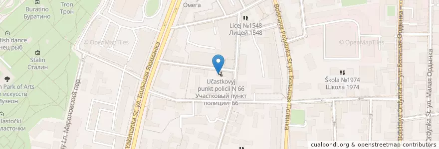 Mapa de ubicacion de Участковый пункт полиции N 66 en 러시아, Центральный Федеральный Округ, Москва, Центральный Административный Округ, Район Якиманка.