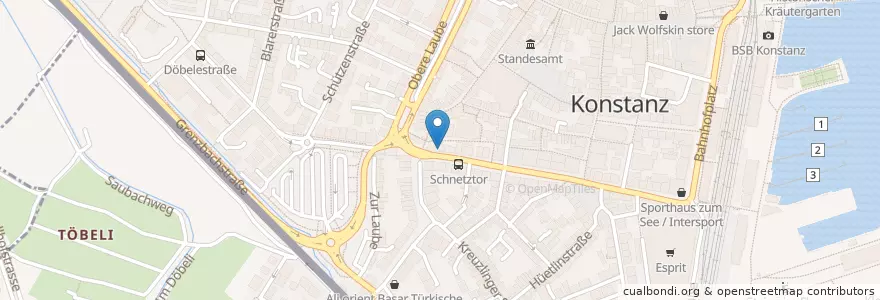 Mapa de ubicacion de Klimperkasten en Deutschland, Baden-Württemberg, Regierungsbezirk Freiburg, Bezirk Kreuzlingen, Landkreis Konstanz, Verwaltungsgemeinschaft Konstanz, Konstanz.