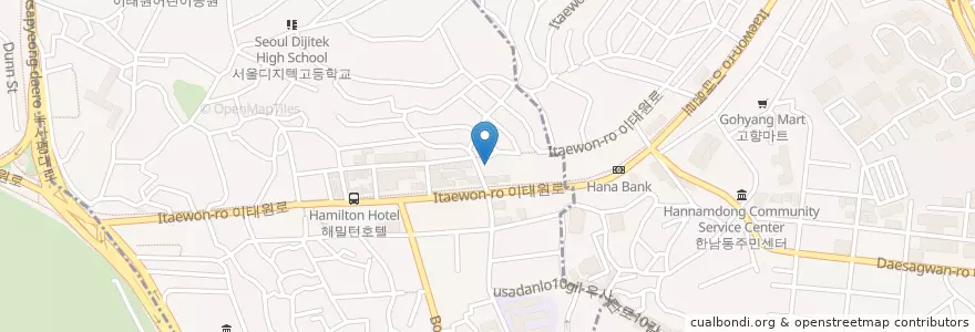 Mapa de ubicacion de CasAntonio en Südkorea, Seoul, 용산구, 이태원1동.